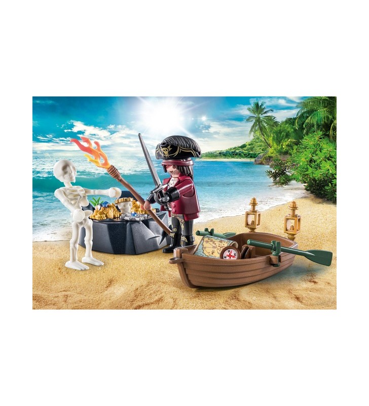 PLAYMOBIL 71254 Pirates Starter Pack Pirat cu jucărie de construcție cu barca cu vâsle