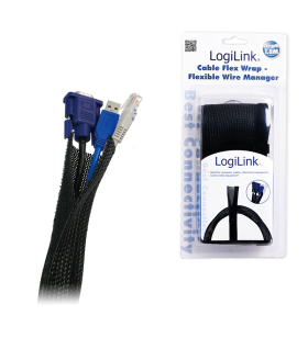 Logilink kab0006 logilink - organizator flexibil cabluri, negru