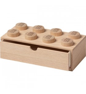 Room Copenhaga LEGO 2x4 sertar birou din lemn, cutie de depozitare (stejar deschis)