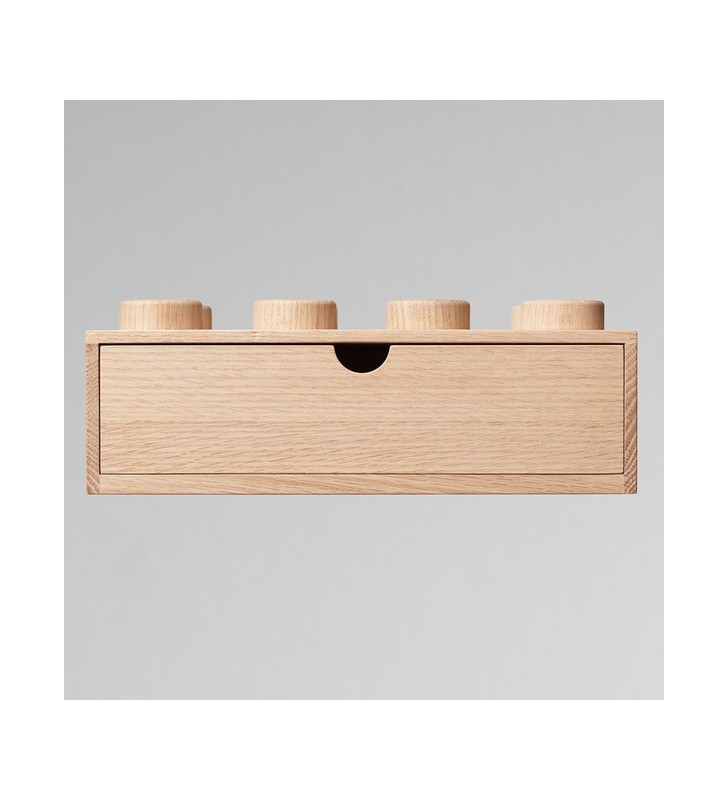 Room Copenhaga LEGO 2x4 sertar birou din lemn, cutie de depozitare (stejar deschis)