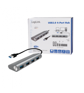 Logilink ua0307 logilink - usb 3.0 hub, 4 port with card reader, aluminum casing, silver