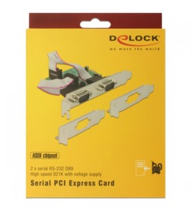 Placă DeLOCK PCI Express - 2 x serial RS-232 High Speed ​​​​​​921K, placă de interfață (cu alimentare)