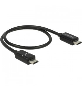 Cablu de partajare a energiei DeLOCK USB 2.0, conector micro-USB - conector micro-USB (negru, 30 cm, funcție OTG (On-The-Go))