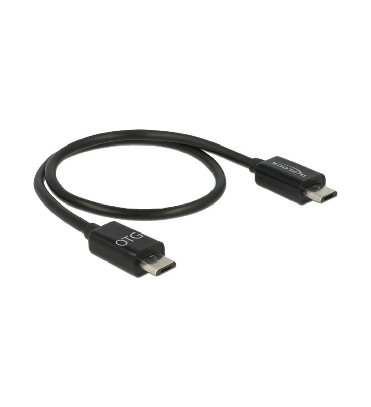 Cablu de partajare a energiei DeLOCK USB 2.0, conector micro-USB - conector micro-USB (negru, 30 cm, funcție OTG (On-The-Go))