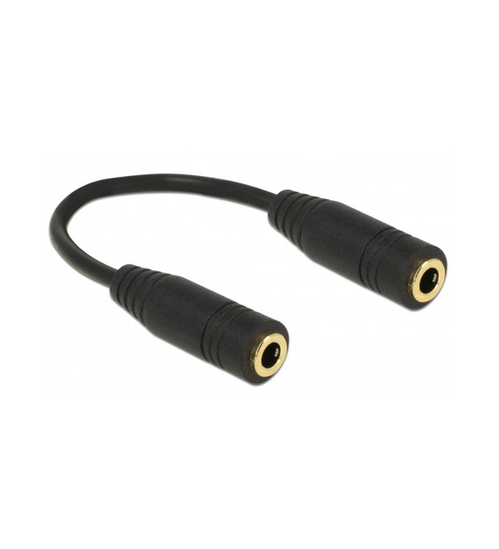 Mufă adaptor DeLOCK 3,5 mm 4 pini (priză) - 3,5 mm 4 pini (priză) (negru, 13 cm)