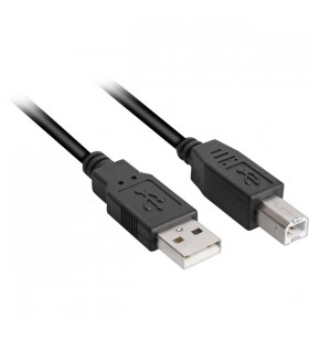 Cablu Sharkoon USB 2.0, mufa USB-A - mufa USB-B (negru, 2,0 metri)