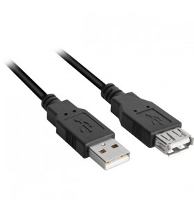Cablu prelungitor Sharkoon USB 2.0, USB-A tată - USB-A mamă (negru, 2,0 metri, dublu ecranat)
