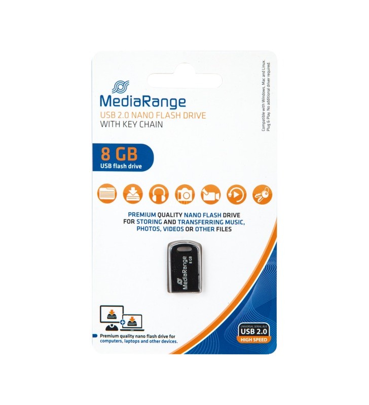 MediaRange USB Nano 8 GB, stick USB (negru, USB-A 2.0)