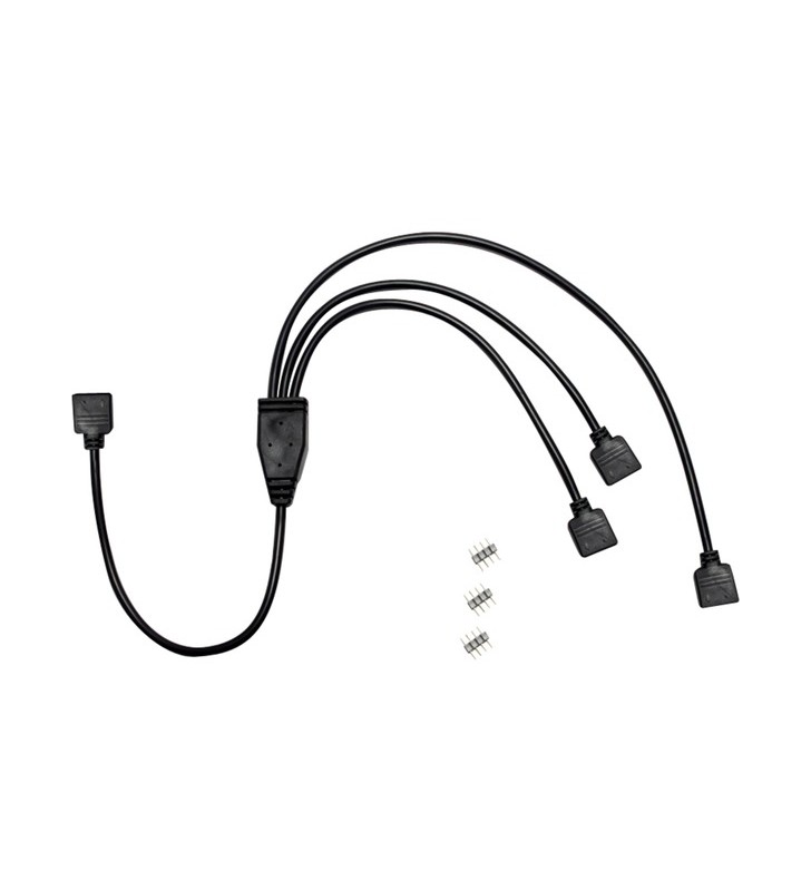 Distribuitor Inter-Tech RGB cu 3 căi, cablu Y (negru, 480 cm)