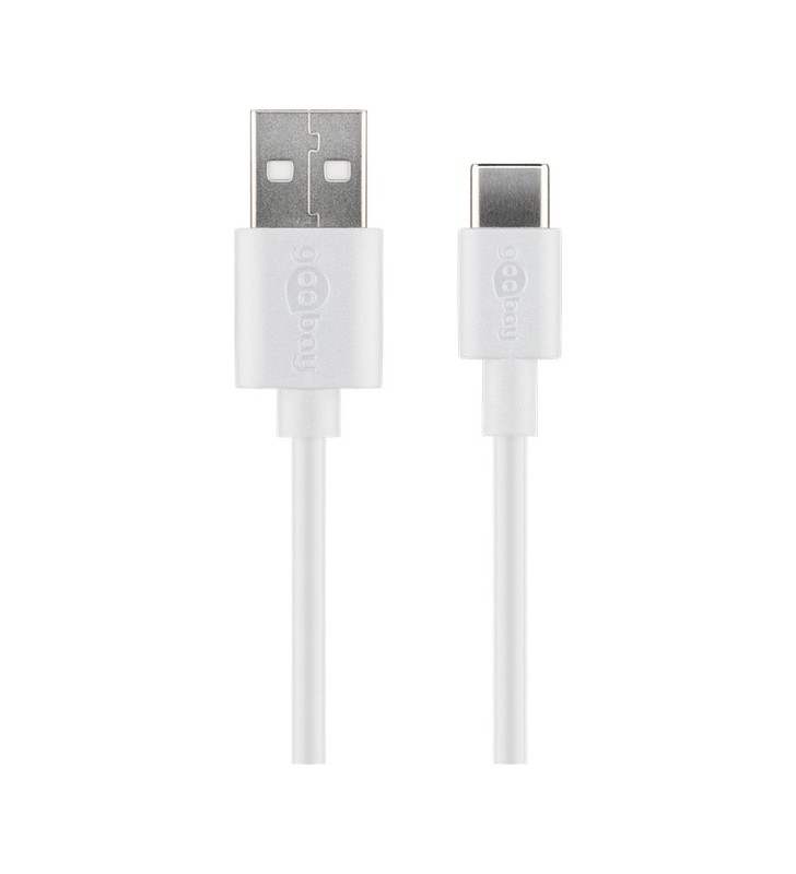 cablu goobay USB 2.0, mufa USB-A- mufa USB-C (alb, 1 metru)