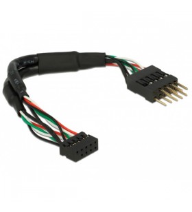 Cablu USB 2.0 DeLOCK, mufă antet cu 10 pini - mufă antet cu 10 pini (negru, 12 cm)