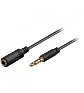 Cablu prelungitor pentru căști și audio goobay AUX - 3,5 mm 4 pini subțire (negru, 3 metri)