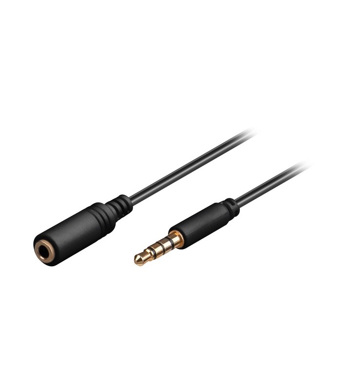 Cablu prelungitor pentru căști și audio goobay AUX - 3,5 mm 4 pini subțire (negru, 3 metri)