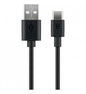 cablu goobay USB 2.0, mufa USB-A - mufa USB-C (negru, 1 metru)