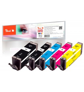 Peach PI100-187 cartușe cu cerneală 5 buc. Compatibil Productivitate Înaltă (XL) Negru, Cyan, Magenta, Negru foto, Galben
