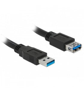 Cablu prelungitor DeLOCK USB 3.2 Gen 1, USB-A tată - USB-A mamă (negru, 1 metru, SuperSpeed)