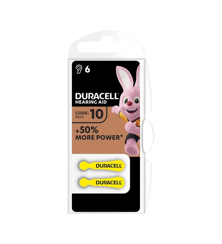 Aparatul auditiv Duracell 10, baterie (6 bucăți, mărimea 10)