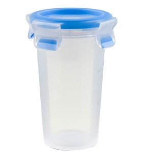 Emsa CLIP & CLOSE recipient pentru depozitare alimente 0,35 litri, cana (transparent/albastru, rotund, Ø 9,2 cm)