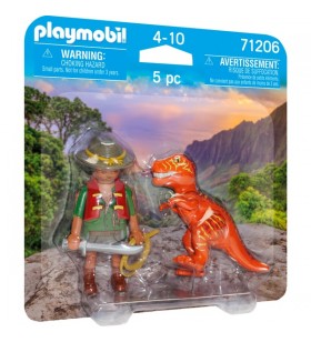 PLAYMOBIL 71206 DuoPack Adventurer cu T-Rex, jucărie de construcție