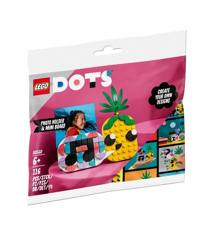Suport pentru fotografii LEGO 30560 Dots Pineapple și mini jucărie de construcție cu tablă