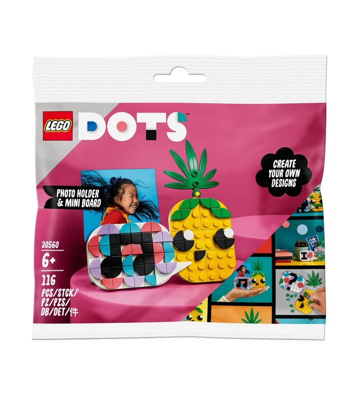 Suport pentru fotografii LEGO 30560 Dots Pineapple și mini jucărie de construcție cu tablă