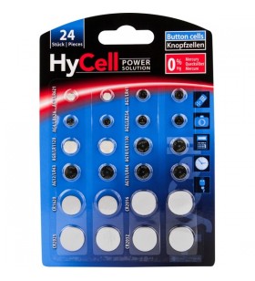 Set de 24 pile buton alcaline HyCell, baterie