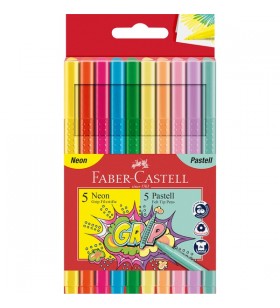 Pix Faber-Castell Grip neon + pastel, cutie de 10