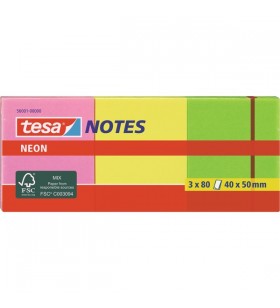 tesa Neon Notes, 3 x 80 coli, autocolante