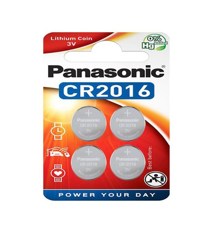 Pilă buton Panasonic cu litiu CR-2016EL/4B, baterie (4 bucăți, CR2016)