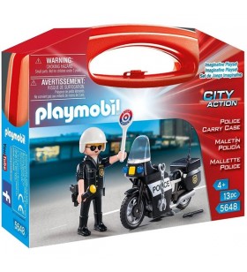 PLAYMOBIL 5648 Jucărie de construcție cu motocicletă a poliției de acțiune în oraș