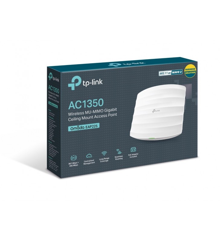 TP-LINK EAP225 router wireless Bandă dublă (2.4 GHz  5 GHz) Gigabit Ethernet Alb