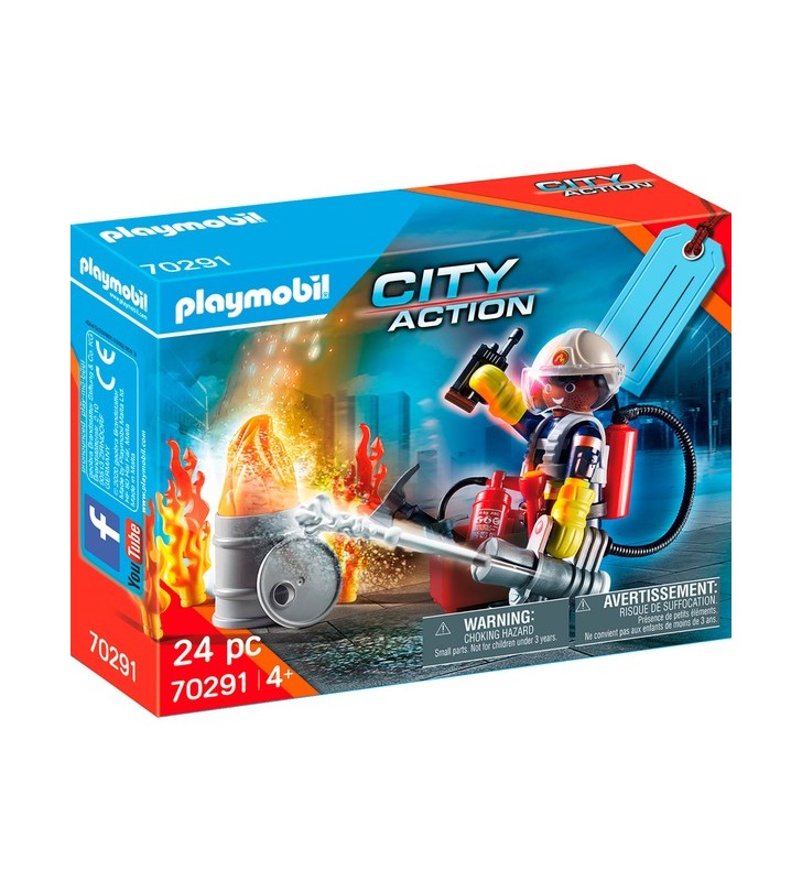 PLAYMOBIL 10090 City Action Set pompieri și curățător stradal, jucărie de construcție