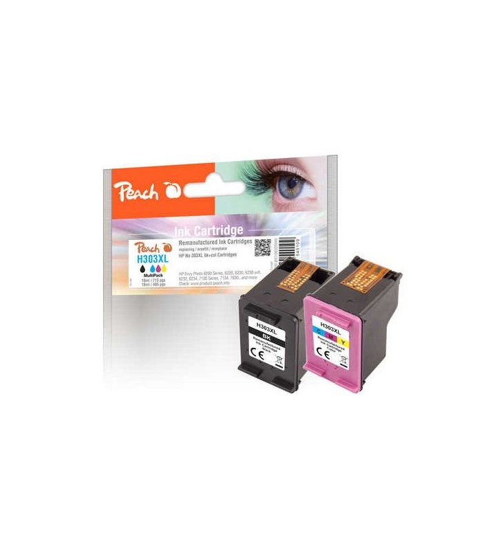 Peach PI300-897 cartușe cu cerneală 2 buc. Compatibil Productivitate Înaltă (XL) Negru, Cyan, Magenta, Galben