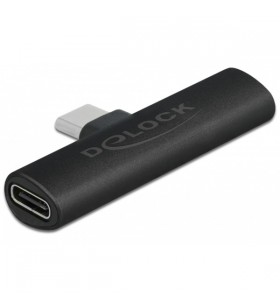 Adaptor DeLOCK USB 2.0, mufă USB-C 90° - 2x mufă USB-C (negru, PD, încărcare cu până la 60 de wați)