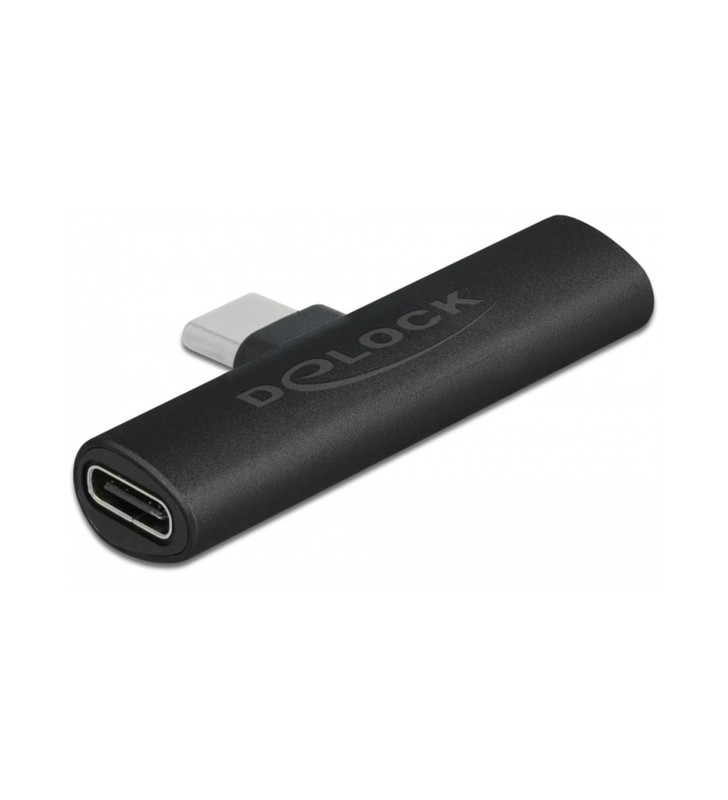 Adaptor DeLOCK USB 2.0, mufă USB-C 90° - 2x mufă USB-C (negru, PD, încărcare cu până la 60 de wați)
