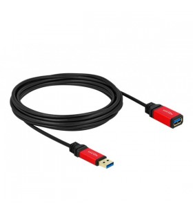 Cablu prelungitor DeLOCK USB 3.2 Gen 1, USB-A tată - USB-A mamă (negru/rosu, 5 metri, SuperSpeed)