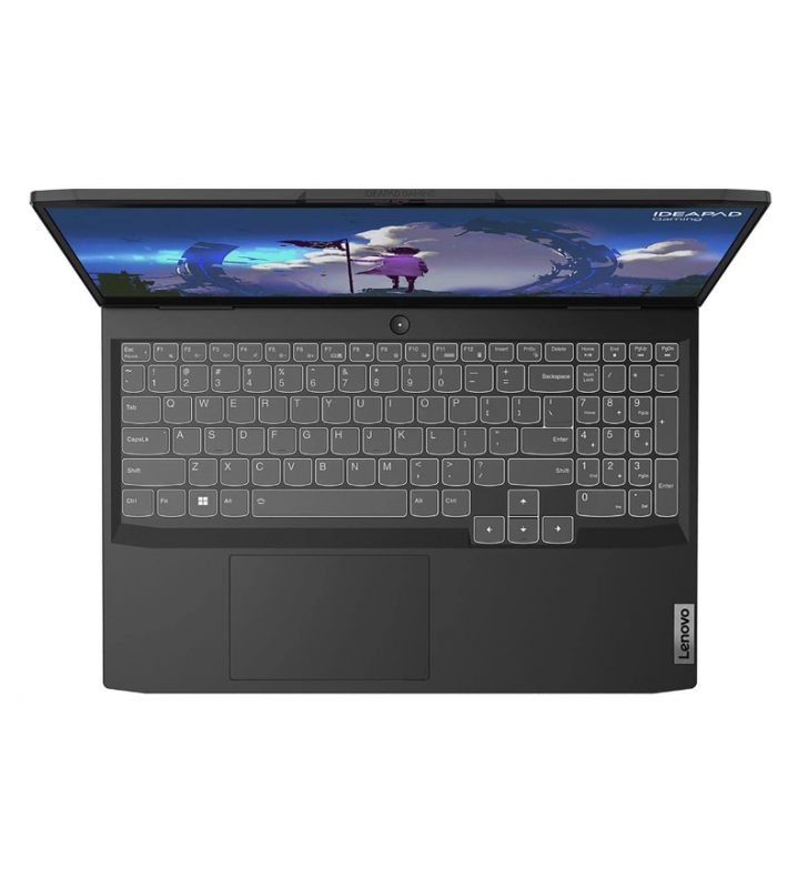 Laptop Gaming Lenovo IdeaPad 3 15ARH7 cu procesor AMD Ryzen™ 7 7735HS pana la 4.75 GHz, 15.6" Full HD, IPS, 120Hz, 16GB, 512GB SSD, NVIDIA GeForce RTX 3050 6GB GDDR6, No OS, Onyx Grey