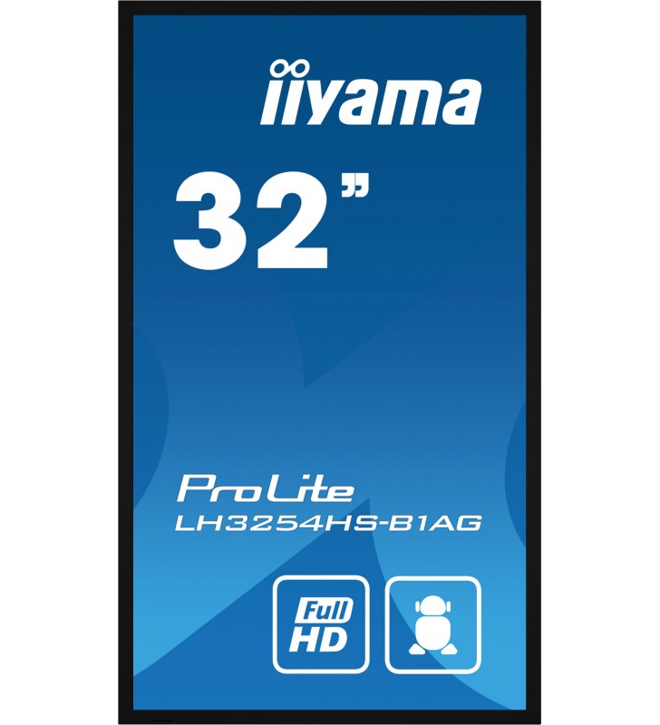 iiyama LH3254HS-B1AG Afișaj Semne Panou informare digital de perete 80 cm (31.5") LCD Wi-Fi 500 cd/m² Full HD Negru Procesor