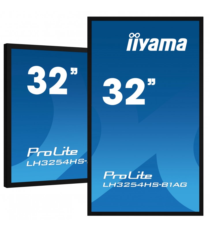 iiyama LH3254HS-B1AG Afișaj Semne Panou informare digital de perete 80 cm (31.5") LCD Wi-Fi 500 cd/m² Full HD Negru Procesor