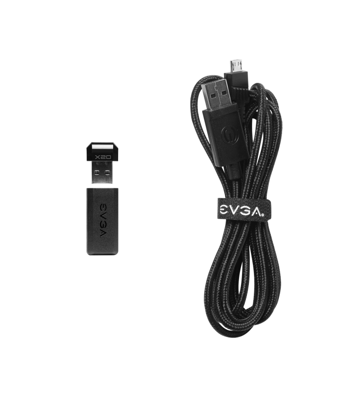 EVGA X20 Gaming Mouse, Wireless, Black, Customizable, 16,000 DPI, 5 Profiles, 10 Buttons, Ergonomic 903-T1-20BK-K3