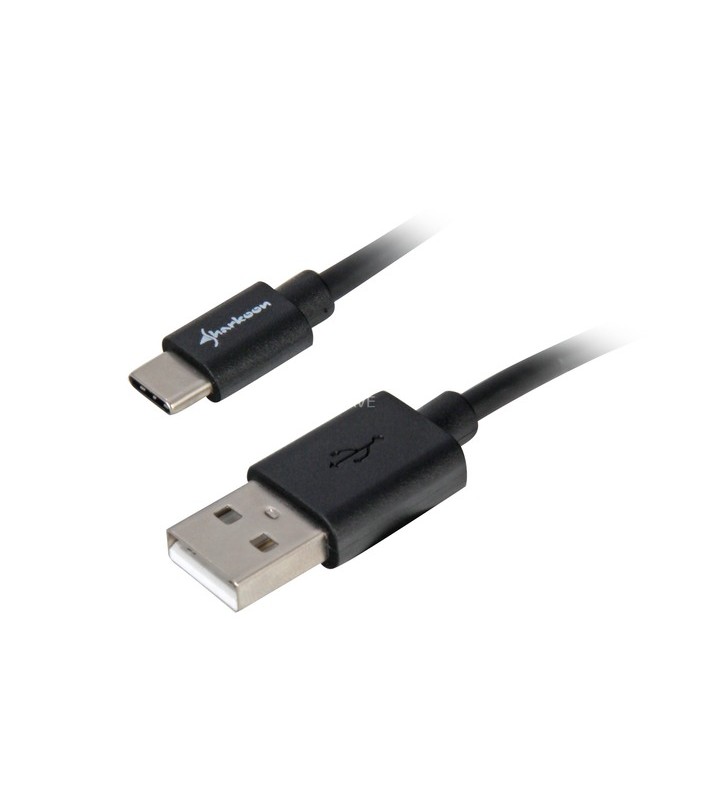 Cablu Sharkoon USB 2.0, USB-A tată- USB-C tată (negru, 3 metri)