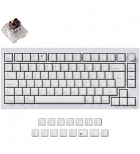 Buton Keychron Q1 versiunea 1, tastatură pentru jocuri (alb, aspect DE, Keychron K Pro maro, hot-swap, cadru de aluminiu, RGB)