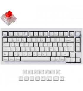 Buton Keychron Q1 versiunea 1, tastatură pentru jocuri (alb, aspect DE, Keychron K Pro Red, înlocuire la cald, cadru din aluminiu, RGB)