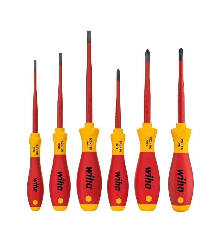Set de șurubelnițe Wiha SoftFinish electric slimFix, 6 buc (Roșu / galben)