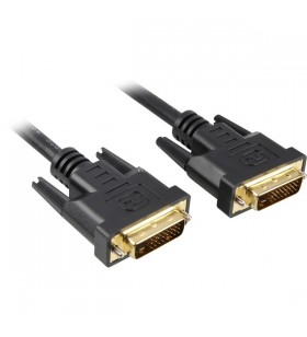 Cablu Sharkoon DVI-D - DVI-D (negru, 2 metri, legătură duală, 24+1)