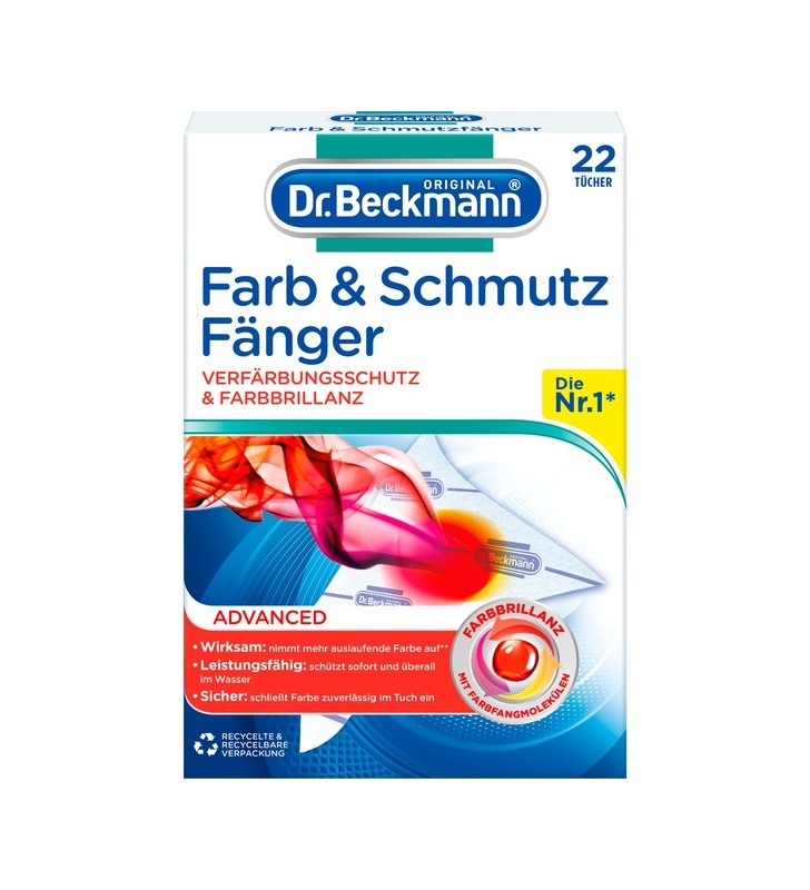 Dr.Beckmann ADVANCED color și capcană murdărie, 22 cârpe, detergent