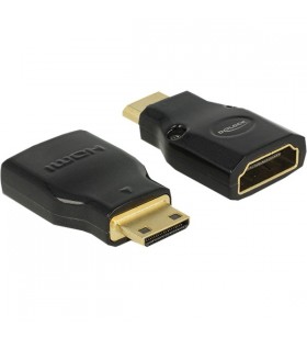 Mufa mini HDMI-C DeLOCK - Mufa HDMI-A 4K, adaptor (negru, HDMI de mare viteză cu Ethernet)