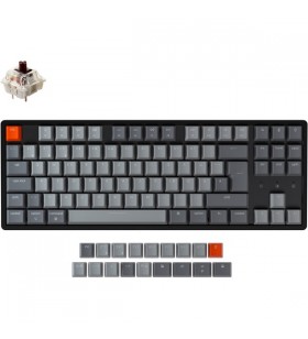Keychron K8, tastatură pentru jocuri (negru/gri, aspect DE, Gateron Brown, hot-swap, cadru din aluminiu, RGB)