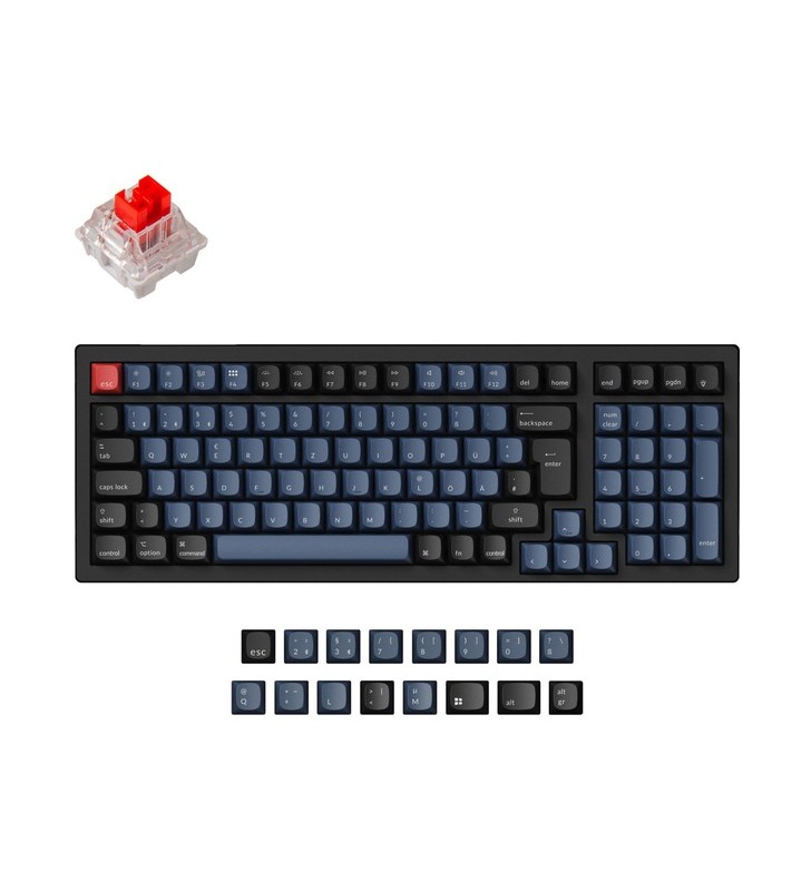 Keychron K4 Pro, Gaming-Tastatur (schwarz/blaugrau, DE-Layout, Keychron K Pro Red, Hot-Swap, Aluminiumrahmen, RGB)