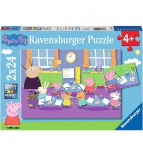 Puzzle pentru copii Ravensburger Peppa la școală (2x 24 părți)